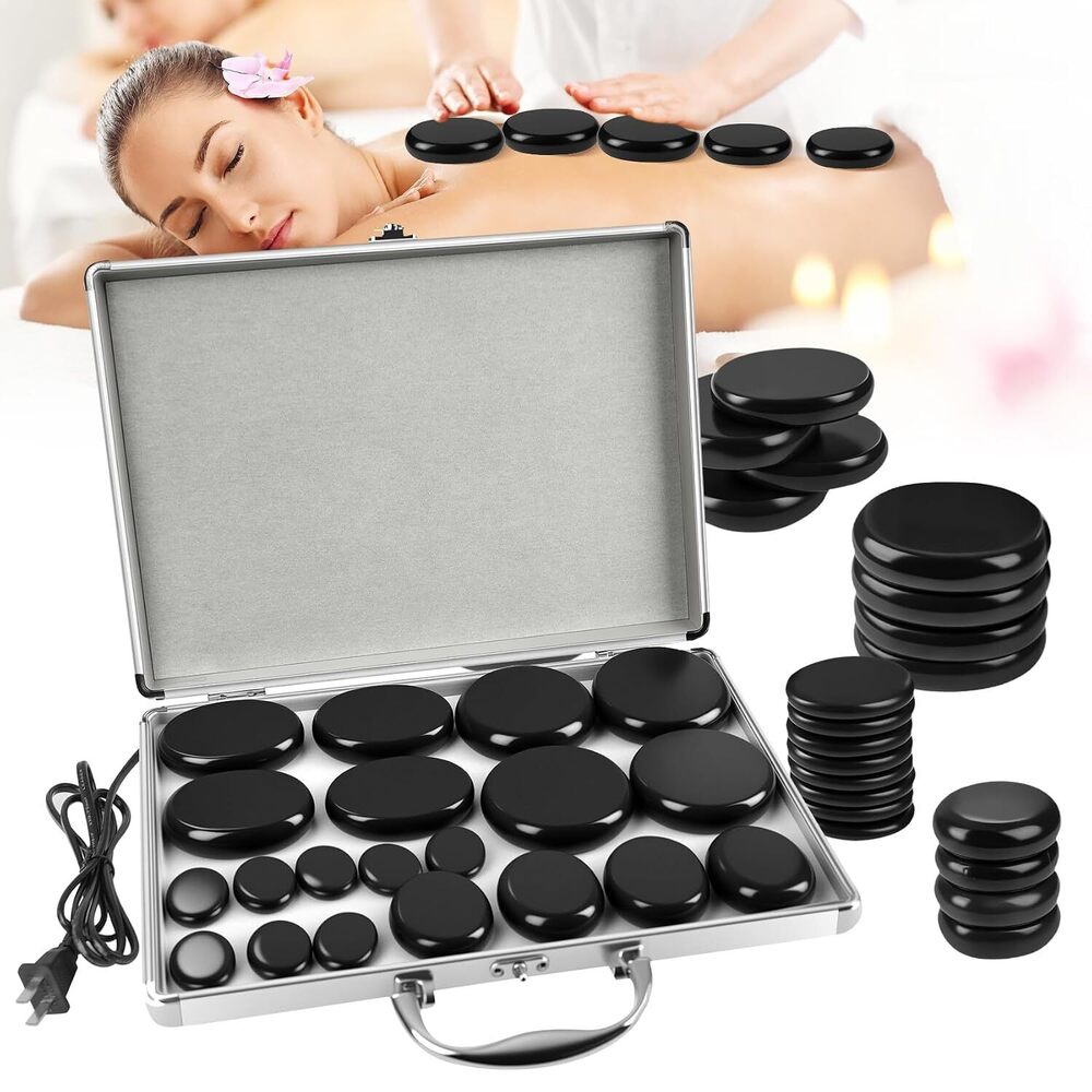 Hot Stones Massage Warmer Kit, 20Pcs Hot Stones Massage Set Portable Hot Stone